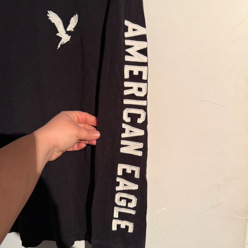 Y2K Vintage American Eagle Shirt Men Small Supersoft Standard‎ Fit Graphic Black - Picture 3 of 5